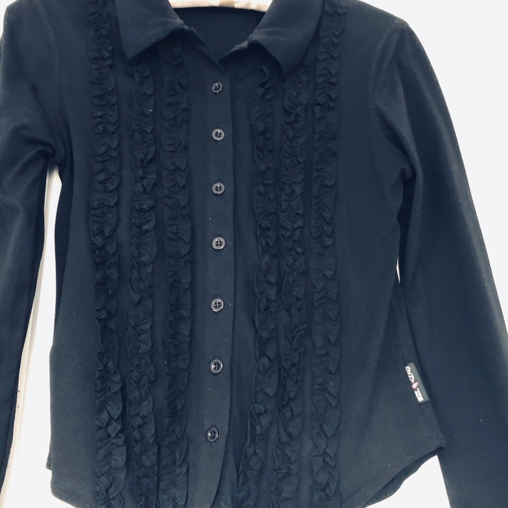 DKNY Jeans Vintage Top Black Tuxedo Blouse Size S